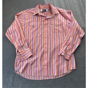 Panhandle Slim Striped Western Shirt Mens 17.5 35 Pearl Snap Rodeo Cowboycore